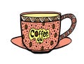 Hand drawing doodle coffee cup pattern vector illustration Royalty Free Stock Photo