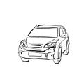 Black and white hand drawn car on white background, illustrated Royalty Free Stock Photo