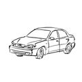 Black and white hand drawn car on white background, illustrated Royalty Free Stock Photo