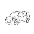 Black and white hand drawn car on white background, illustrated Royalty Free Stock Photo