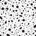 Black and white hand drawn chaotic blobs and dots pattern
