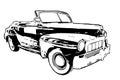 Black and White hand drawn classic American car on white background Royalty Free Stock Photo