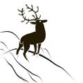 Black and white hand drawn deer with large antlers Royalty Free Stock Photo