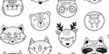 Black and white hand drawn doodle animals seamless pattern Royalty Free Stock Photo