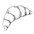 Black and white hand drawn doodle French croissant sketch illustration