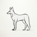 Black And White Hand Drawn Fox: A Graceful Fusion Of Steel Forms And Egyptian Iconography