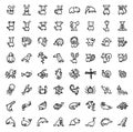 64 black and white hand drawn icons Royalty Free Stock Photo