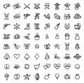 64 black and white hand drawn icons Royalty Free Stock Photo