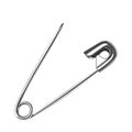 Black and white hand-drawn illustration of a safety pin on a white isolated background Royalty Free Stock Photo