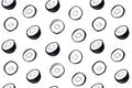 Black and white hand drawn kiwi seamless pattern Royalty Free Stock Photo