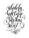 black and white hand lettering alphabet design, handwritten brush script