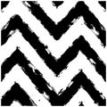 Black and white hand-painted chevron pattern background stripes Royalty Free Stock Photo