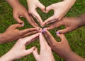 Black and white hands in heart shape, interracial friendship concept Royalty Free Stock Photo