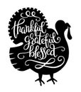 Black and white handwritten inscription lettering thankful grate Royalty Free Stock Photo