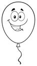 Black And White Happy Balloon Cartoon Mascot Character