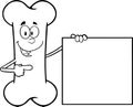 Black And White Happy Bone Cartoon Mascot Character Showing A Blank Sign