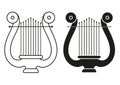 Black And White Harp Flat Design Icon Vector