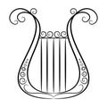 Black and white harp on a white background