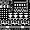 Black and white hawaiian culture ornament seamless vector pattern. Royalty Free Stock Photo