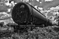 Black and white hdr railroad tank1 Royalty Free Stock Photo
