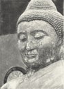 Black and white of head buddha statue