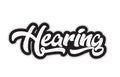 black and white hearing hand written word text for typography lo