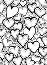 Black and White heart coloring card. Heart as a symbol of affection and