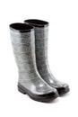 Black and White Herringbone Rain Boots