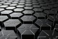 Black and white hexagon grid pattern, white lines on black background, degree angle Royalty Free Stock Photo