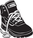 Black and White Hiking Boot Illustration