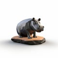 Polygonal Hippo With Horn: Adorable Toy Sculpture In Maya Style Royalty Free Stock Photo