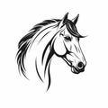 Black And White Horse Head Graphic On White Background