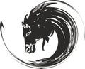 Black and White horse swirl for sport emblems or prints on T-shirts Royalty Free Stock Photo