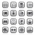 Black and white hotel and motel icons