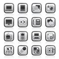 Black and white household appliances and electronics icons Royalty Free Stock Photo