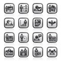 Black an white human resource and employment icons Royalty Free Stock Photo