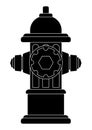 Black and white hydrant firefighter extinguish vector flat design isolated on white background