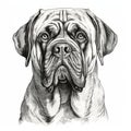 Realistic Portrait Drawing Of Mastiff Dog In Adox Silvermax Style