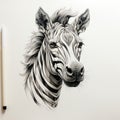 Detailed Zebra Head Drawing By Dusan - Hyper-realistic Animal Illustration