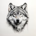 Hyperrealistic Gray Wolf Head Drawing By John Reuss Royalty Free Stock Photo