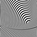 Black and white hypnotic lines. Abstract background with optical Illusion effect