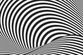 Black and white hypnotic lines. Abstract background with optical Illusion effect