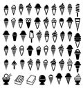 Black and white ice cream icons, vector