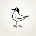 Quirky Monochrome Bird Icon: Simplistic Cartoon Animation