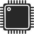 Black and white icon of a computer microchip component isolated on white background vector illustration Royalty Free Stock Photo