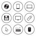 Black and white icon for computer and technolody concept