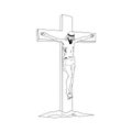 Black and white icon of the crucifixion of Christ. Church symbol for the Easter holiday. The biblical sign of redemption.