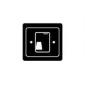A black and white icon depicting a light switch on a wall plate. The switch is centered Royalty Free Stock Photo