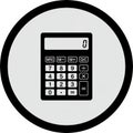 Black and White Icon of a Digital Calculator Inside a Circle device technology Royalty Free Stock Photo