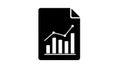 Black and white icon of a document with a bar graph and line chart report paper Royalty Free Stock Photo